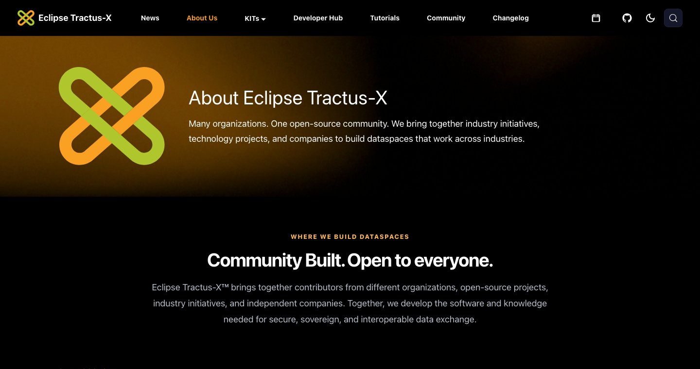 The new Eclipse Tractus-X About Us page