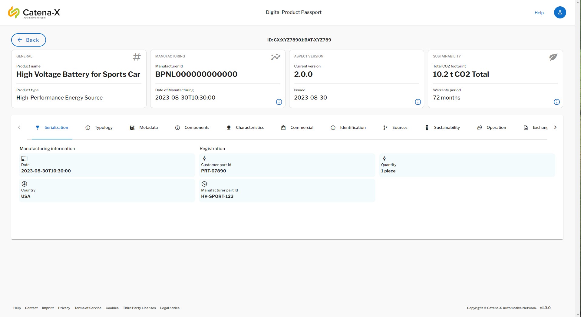 Digital Product Pass - Serialization View