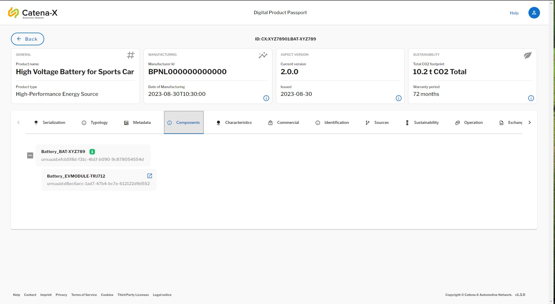 Digital Product Pass - Components View