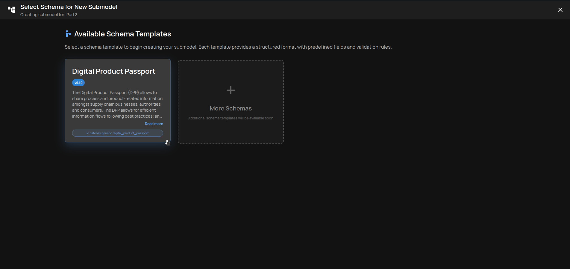 Select Schema – DPP card