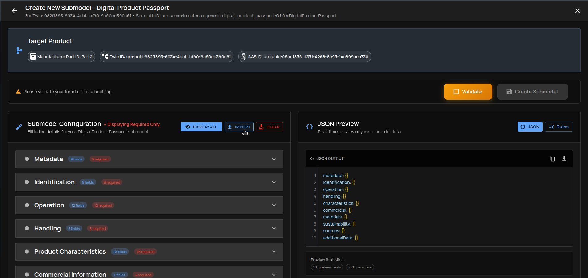 Import JSON – entry point