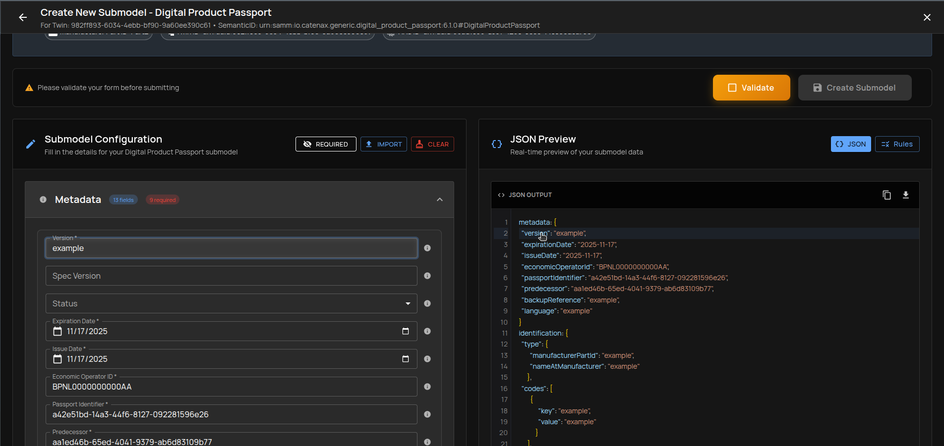 JSON Preview – focused field