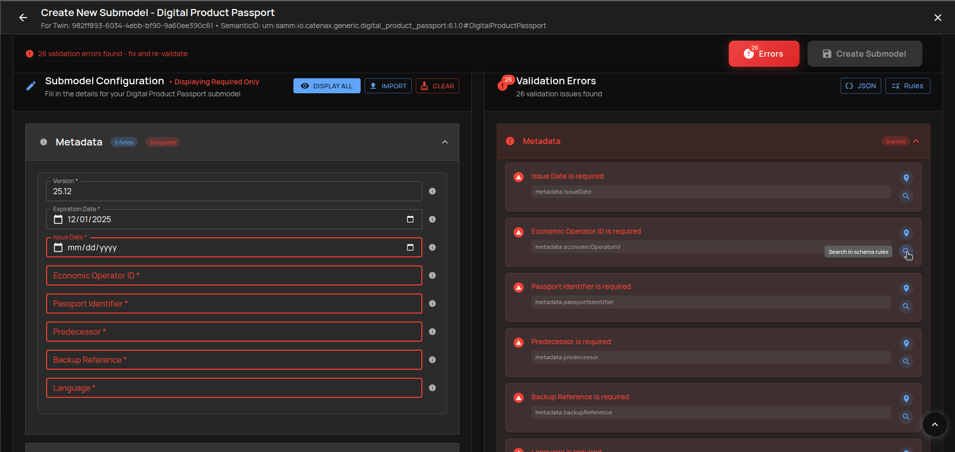 Open Schema Rules – from error